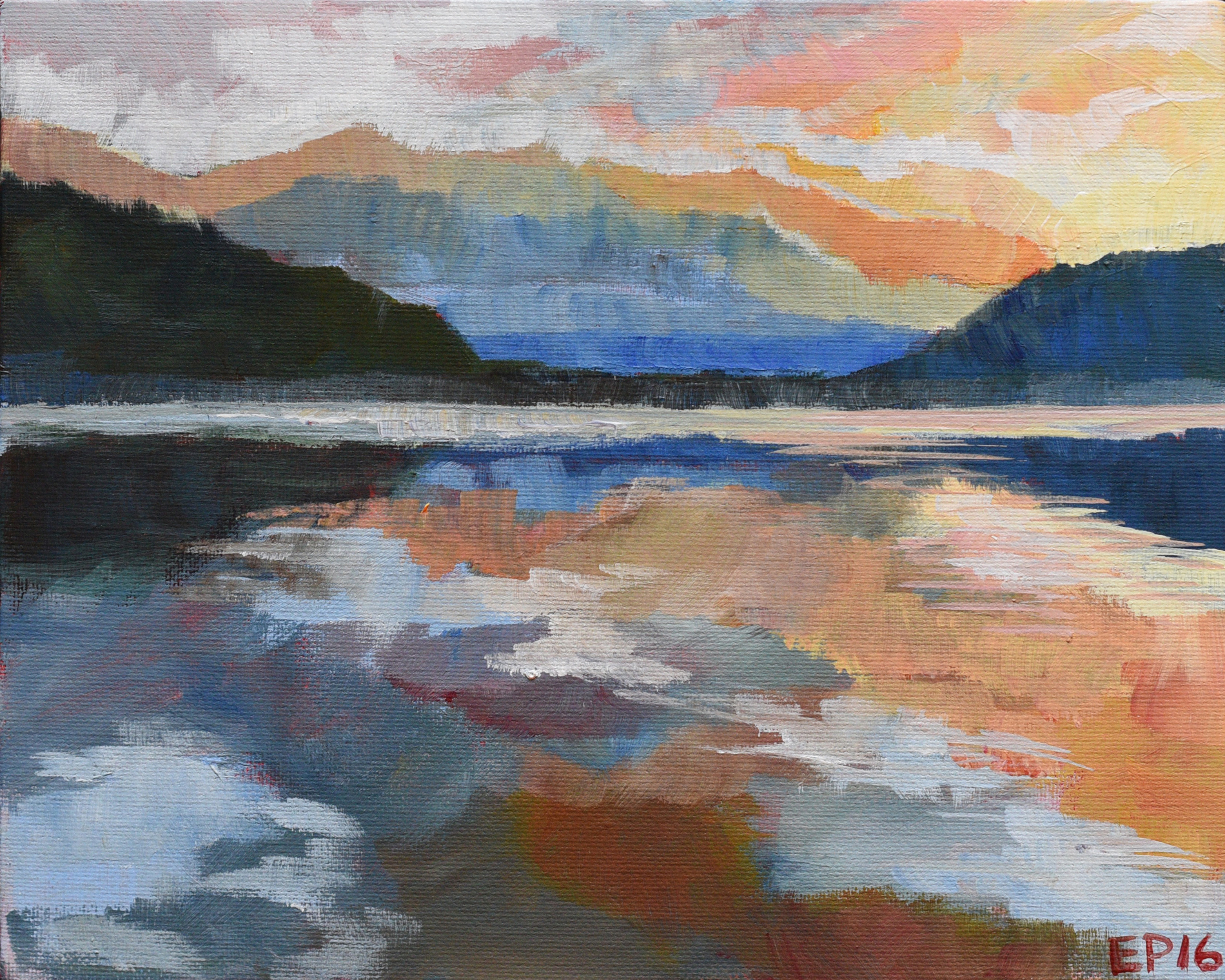 Lake Wanaka sunset in orange New Zealand