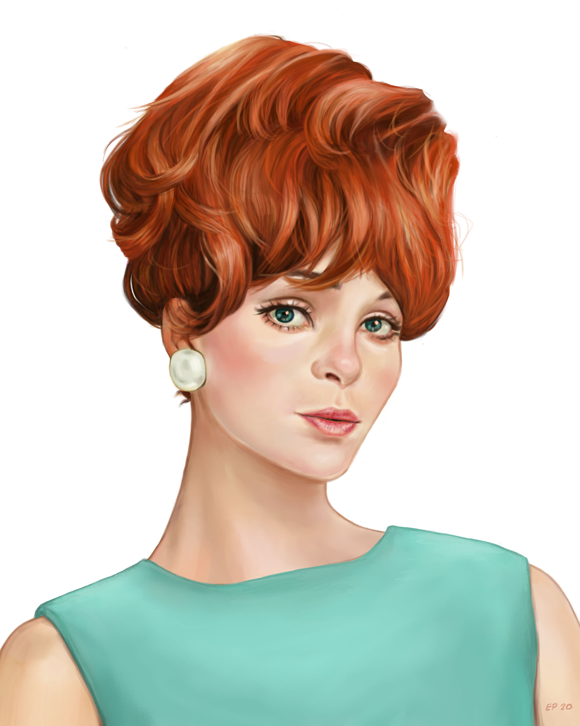 Digital portrait of a vintage 60's model